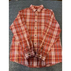 Woolrich Shirt Men L Large Crush Fade Button Up Collared Long Sleeve 100% Cotton